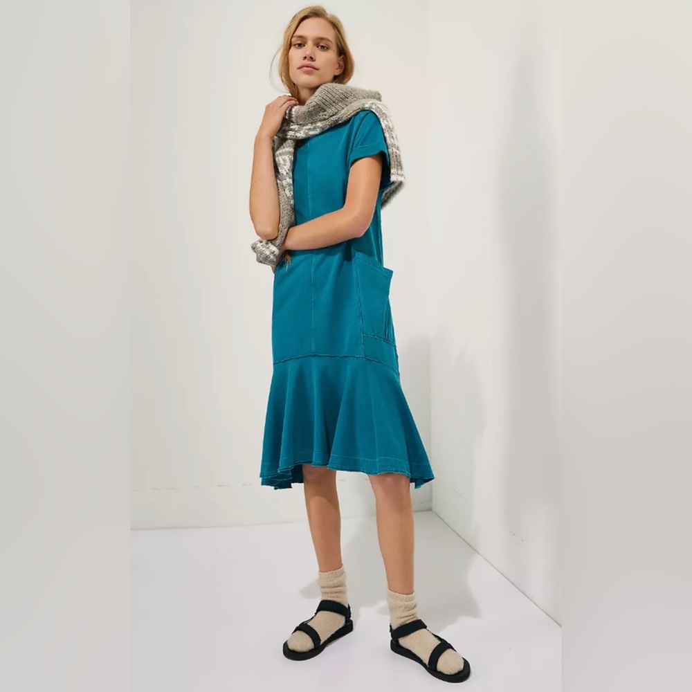 Anthropologie Saturday Sunday Teal Joella Midi Dress Size Small NEW WITH TAGS